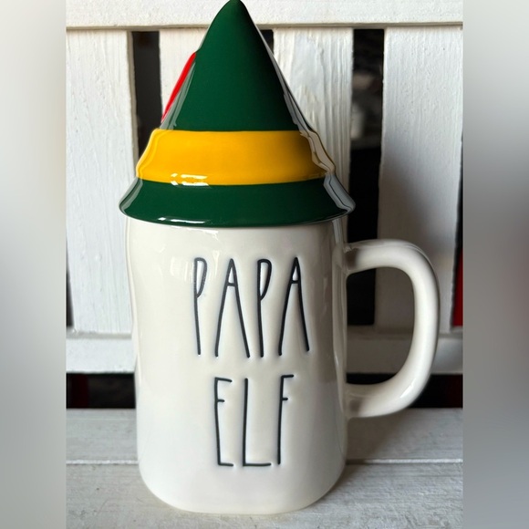 Rae Dunn Other - Rae Dunn Festive Papa Elf Mug with Green and Yellow Hat
